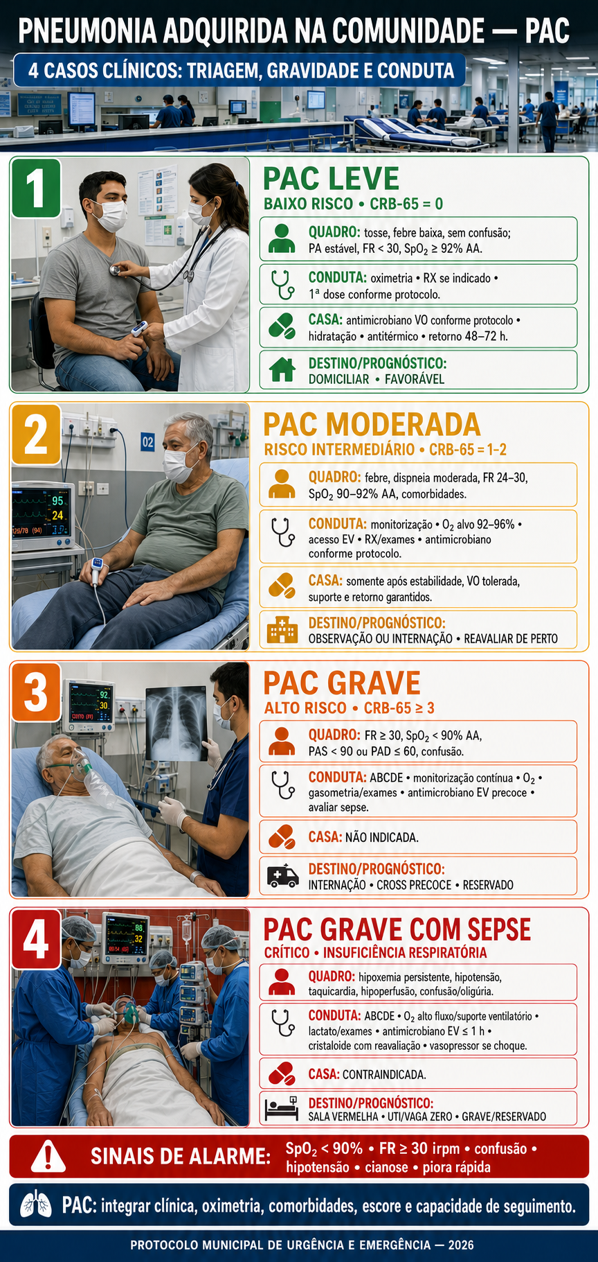 4 Casos Clínicos — triagem, gravidade e conduta